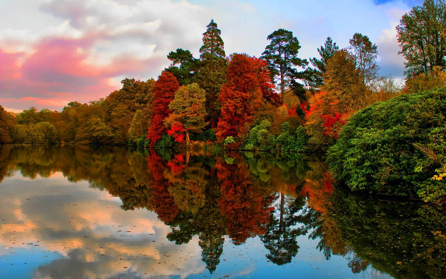 Autumn Season Reflection Wallpaper