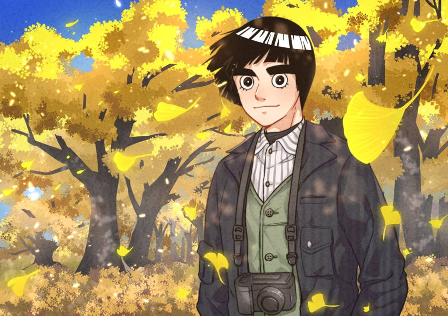 Autumn With Rock Lee Wallpaper