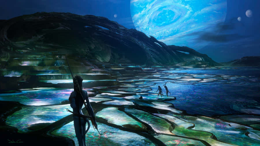 Avatar Pandora Standing On Rock Wallpaper