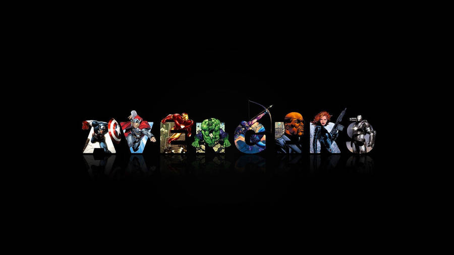 Avengers 3d Lettering On Black Desktop Wallpaper