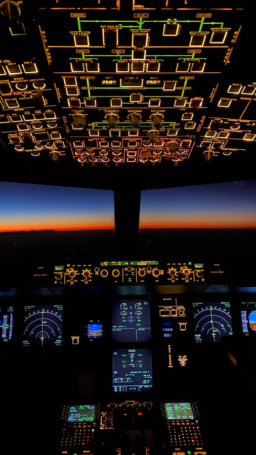 Aviation Glowing Aircraft Controls Wallpaper