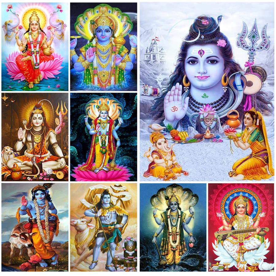 Awesome All Hindu Gods Art Wallpaper