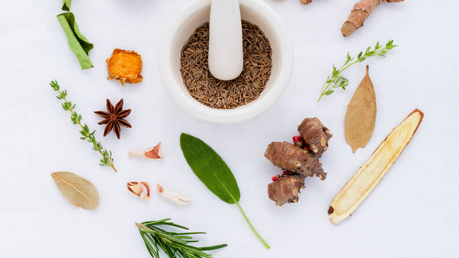 Ayurveda Hd Herbs On White Background Wallpaper