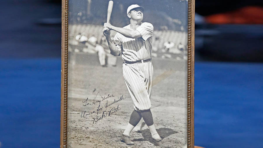 Babe Ruth Portrait With Signature Wallpaper