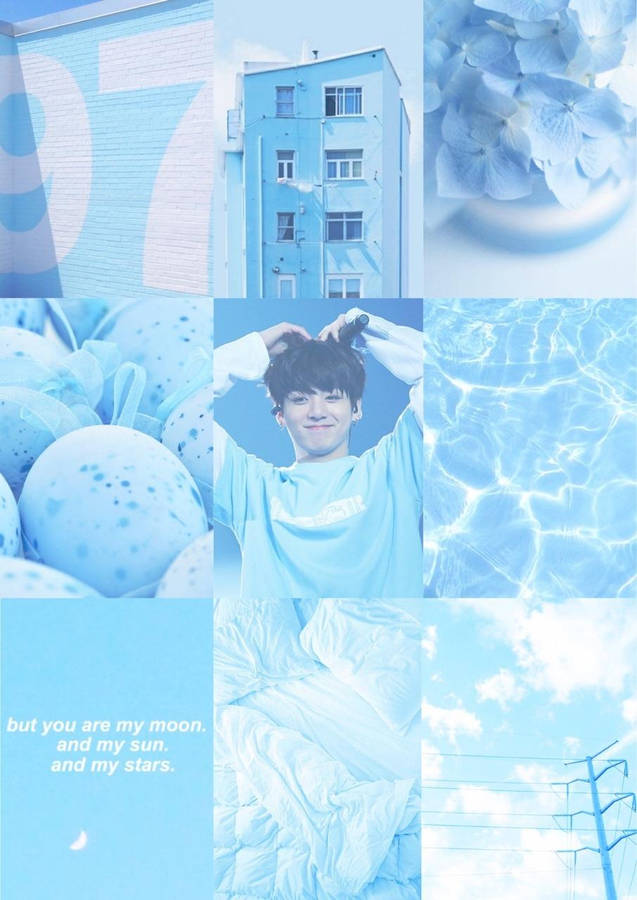 Baby Blue Jungkook Aesthetic Wallpaper