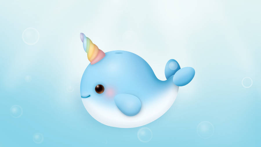 Baby Blue Narwhal Wallpaper