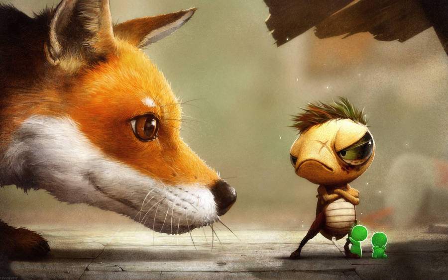 Baby Fox Sci-fi Art Wallpaper