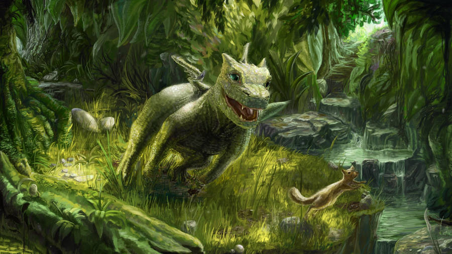 Baby Green Dragon Art Wallpaper