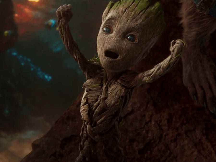 Baby Groot Lifted Arms Wallpaper