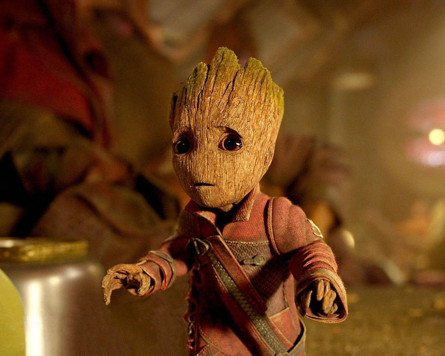 Baby Groot Maroon Jacket Wallpaper