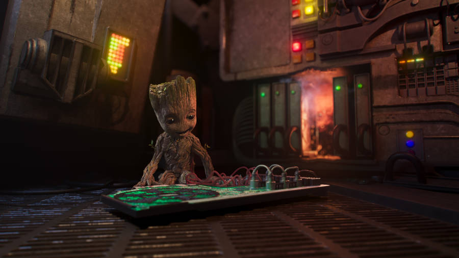 Baby Groot On The Floor Wallpaper