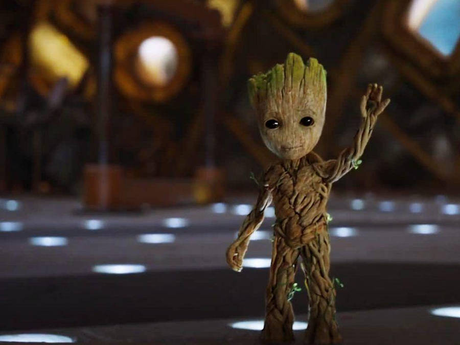 Baby Groot Waving Wallpaper