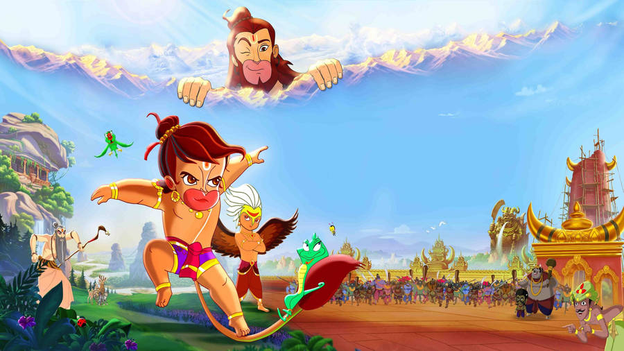 Baby Hanuman Cloud Peek Wallpaper