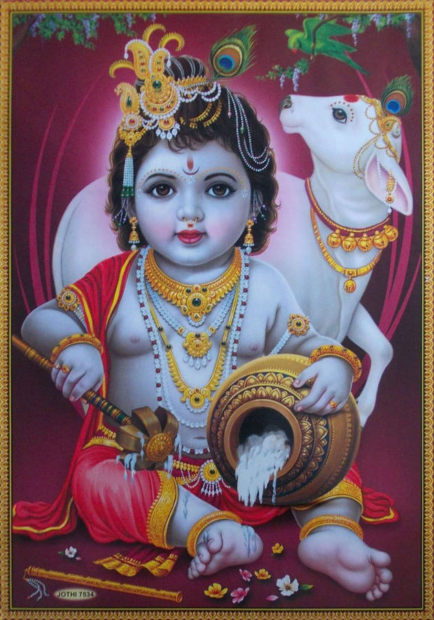 Baby Krishna With Cow Wallpaper