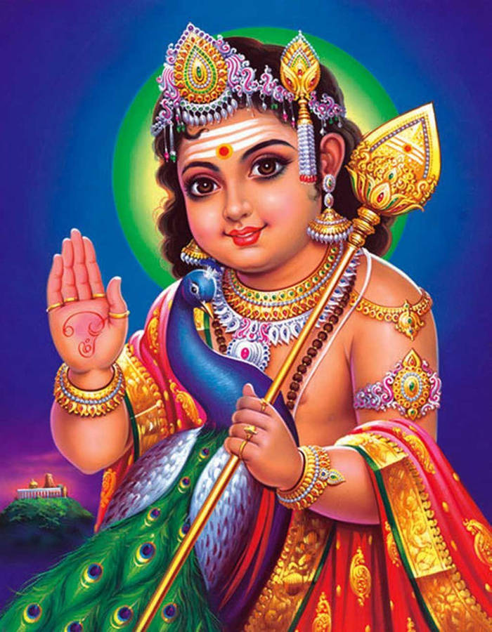 Baby Lord Murugan Holding Vel Stick Wallpaper