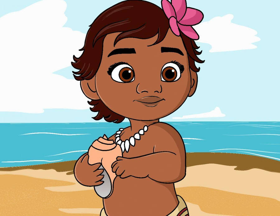 Baby Moana Digital Illustration Wallpaper