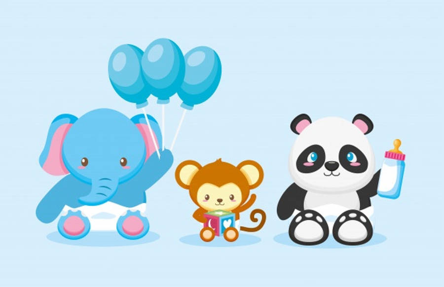 Baby Monkey And Friends Wallpaper