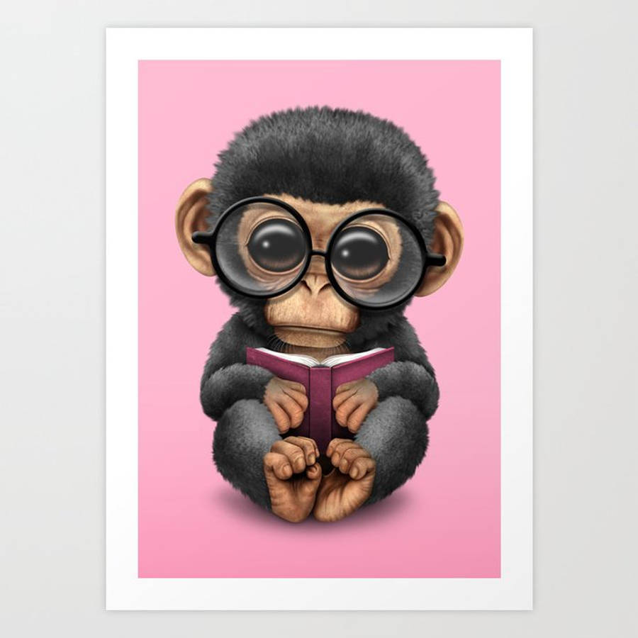 Baby Monkey Reading Wallpaper