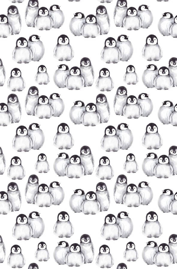 Baby Penguin Pattern Art Wallpaper