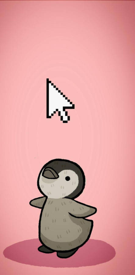 Baby Penguin Pink Vector Art Wallpaper