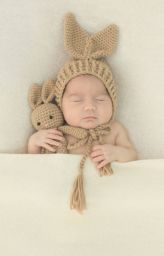 Baby Photography Newborn With Crochet Bunny Wallpaper