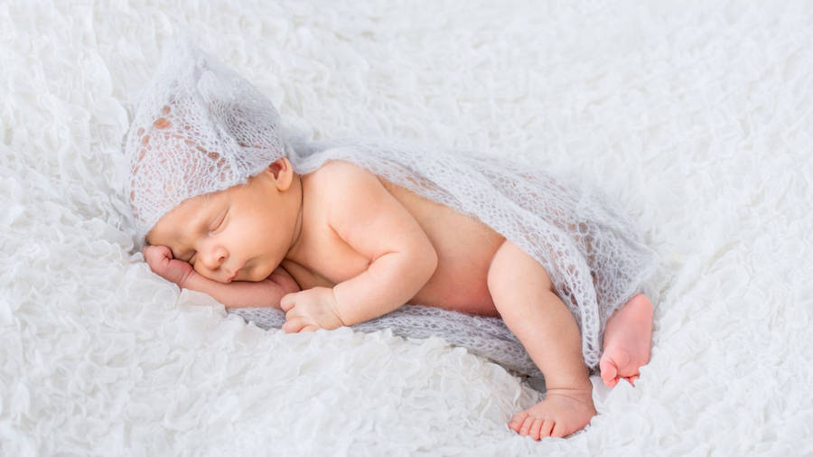 Baby Photography Wrapped In Grey Cloth Wallpaper