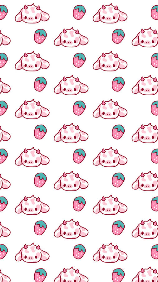 Baby Strawberry Cow With Horns Wallpaper