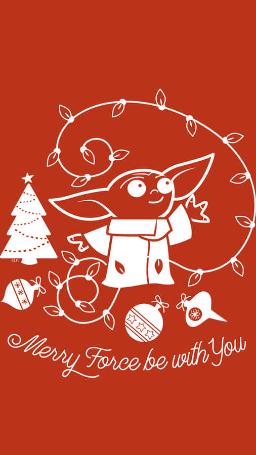Baby Yoda Christmas Line Art Wallpaper