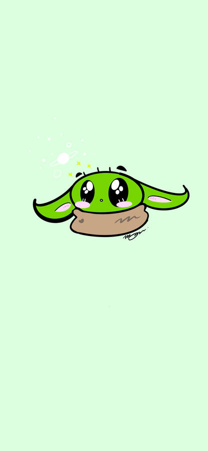 Baby Yoda Pastel Green Wallpaper