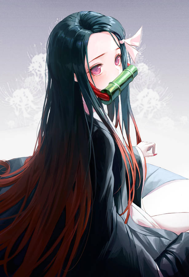 Back View Nezuko Aesthetic Wallpaper