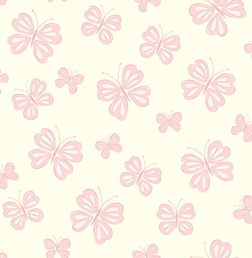 Background With Cute Pink Butterfly Design Wallpaper