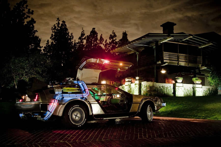 Backtothe Future Delorean Night Scene Wallpaper