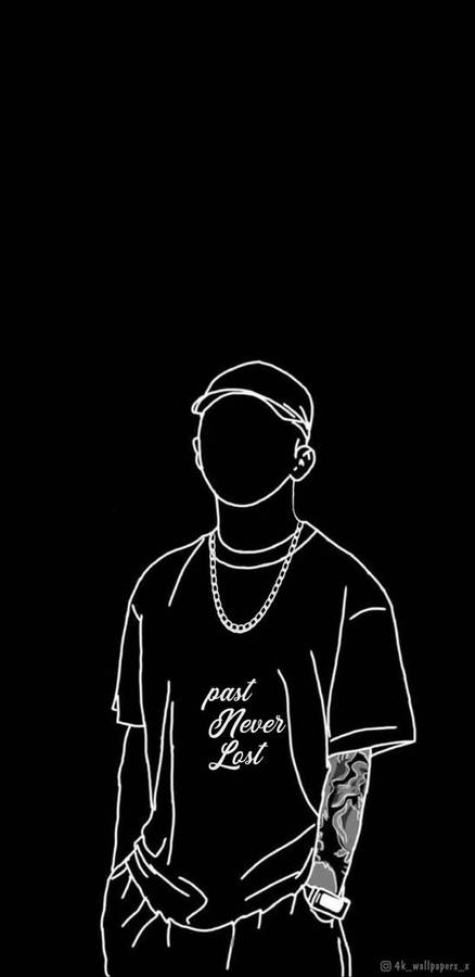 Bad Boy White Outline Wallpaper