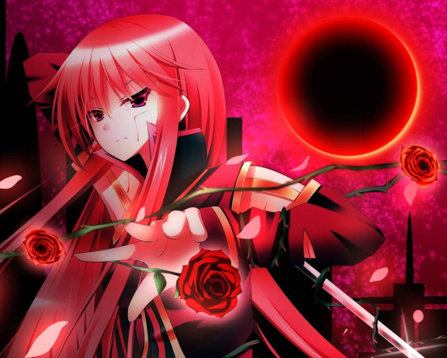 Bad Girl Anime Holding Rose Wallpaper