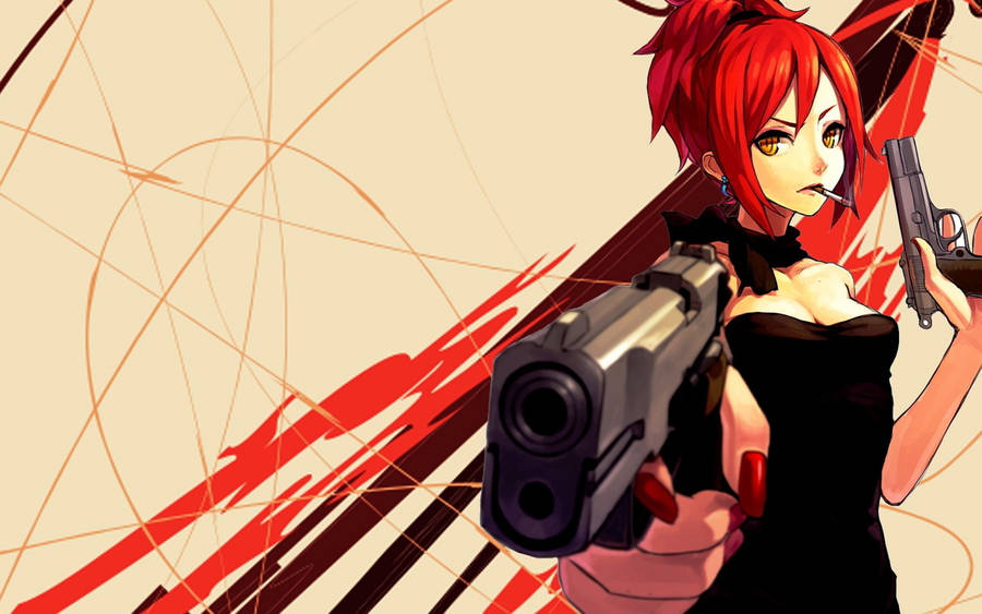 Bad Girl Anime Two Pistols Wallpaper