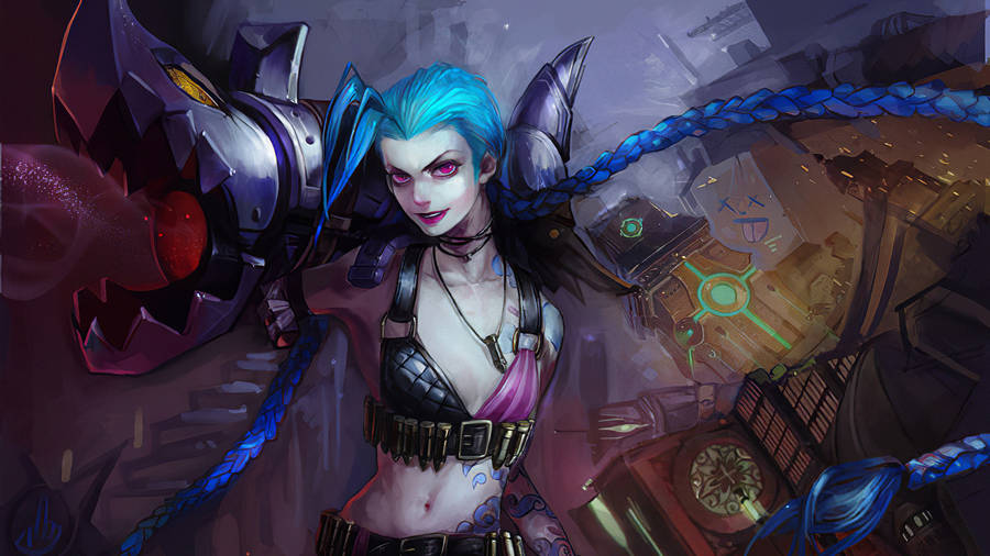 Badass Jinx Carrying Fishbones Wallpaper