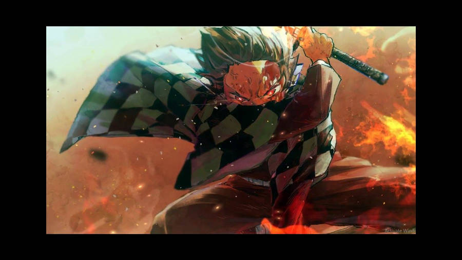 Badass Tanjiro Kamado Art Wallpaper