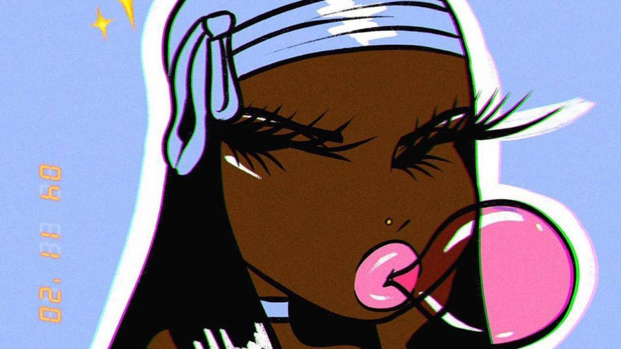 Baddie Pfp Girl Chewing Gum Wallpaper