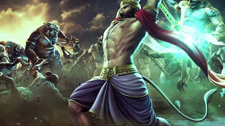 Bajrangbali_ Hanuman_ Battle_ Scene Wallpaper