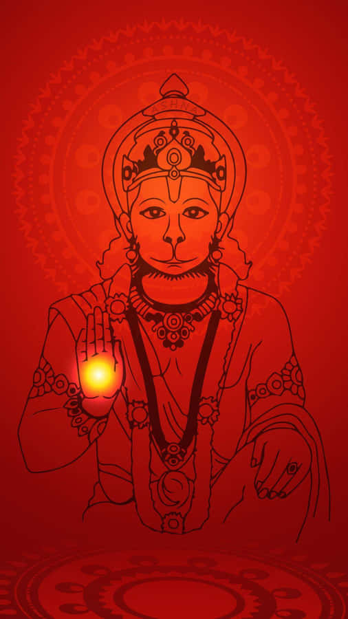 Bajrangbali Hanuman Red Background Wallpaper