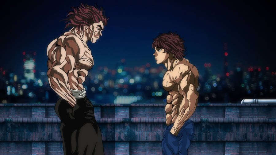 Baki Hanma And Yuujiro Hanma Faceoff Wallpaper