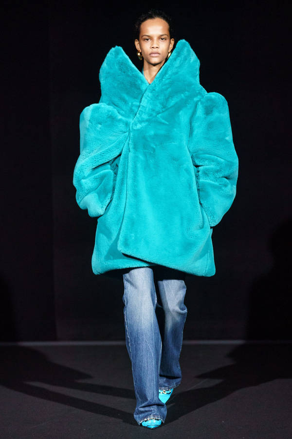 Balenciaga Blue Fluffy Coat Wallpaper