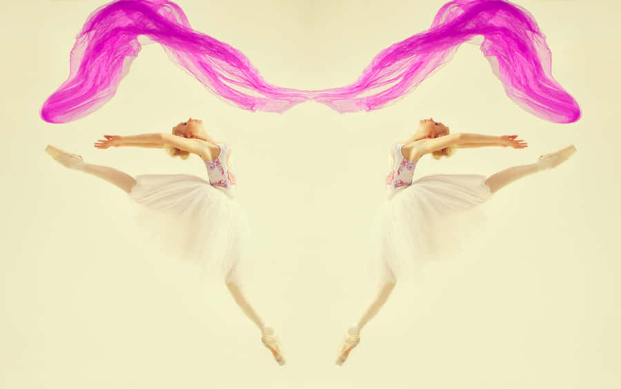 Ballerina Dancer Twin Watercolor Blot Art Wallpaper