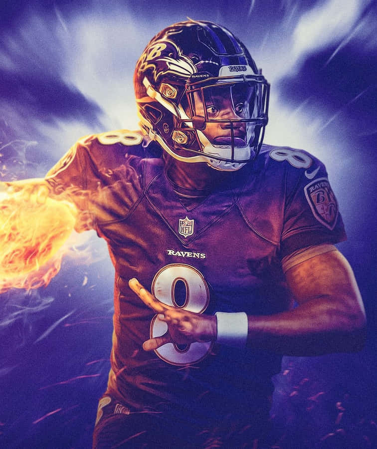 Baltimore Ravens Qb Lamar Jackson Dominates On The Field Wallpaper