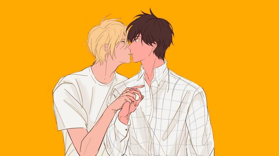 Banana Fish Ash Eiji Kissing Wallpaper