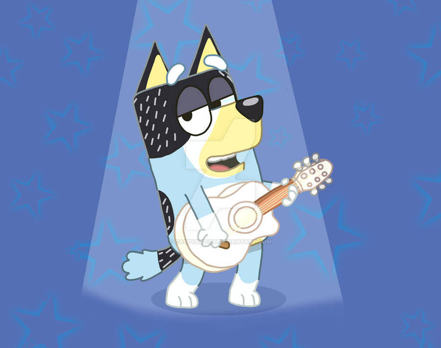 Bandit Singing With Guitar In Bluey Wallpaper