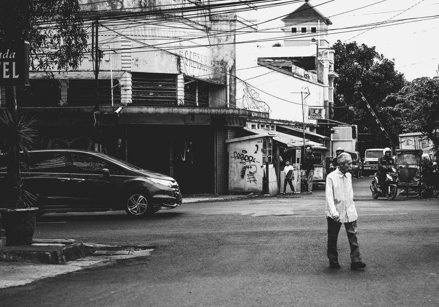 Bandung City Black And White Wallpaper