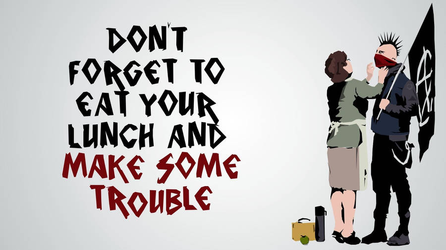 Banksy Make Some Trouble Mural Wallpaper