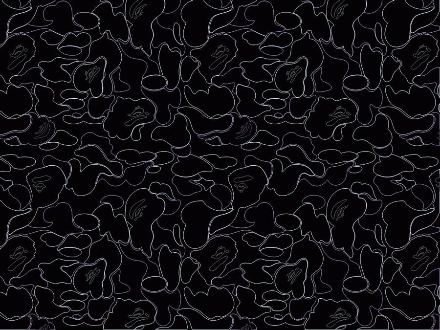 Bape Black And White Camo Pattern Wallpaper