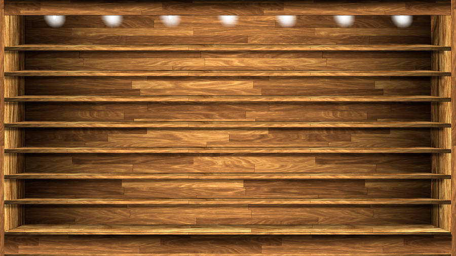 Bare Wooden Shelves Wallpaper